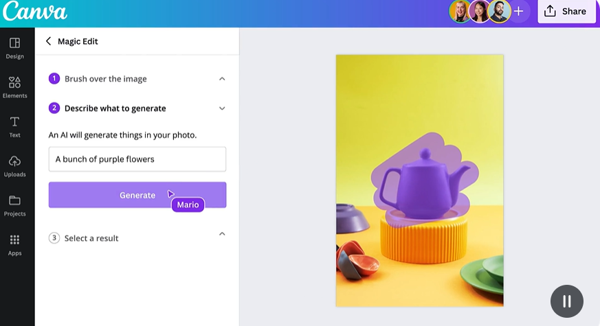 screenshot of Canva AI Photo Editor